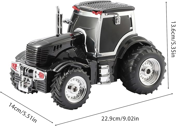 Tractor Head Bluetooth Speaker – unique Bluetooth car speaker with HD stereo, TWS pairing, LED party lights, portable wireless outdoor speaker, car model decoration, and a great gift for men(Black)