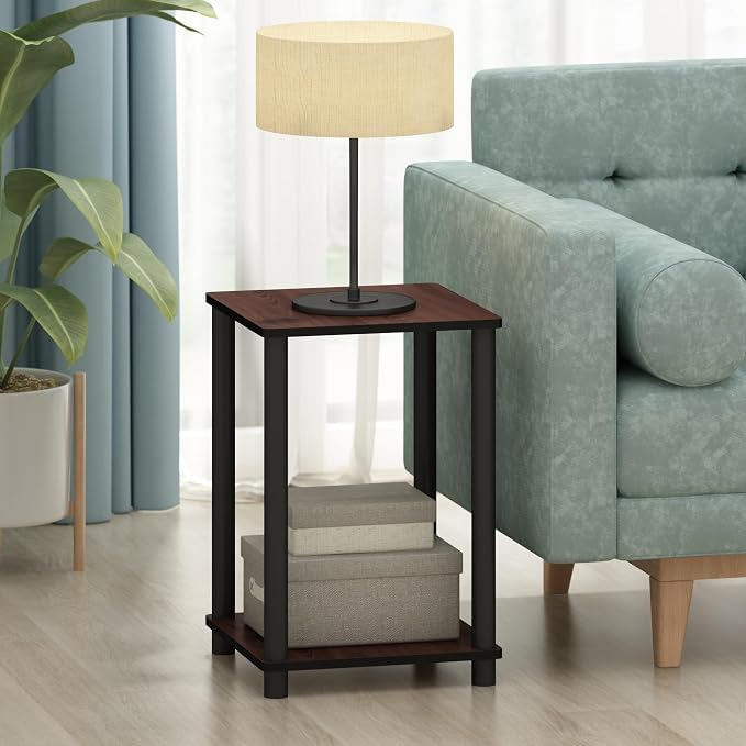 Furinno Turn-N-Tube Toolless Assembly Side Table Set of 2, Stackable 2-Tier - Image 4