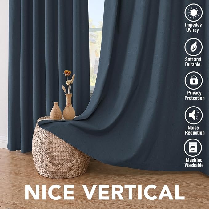 H.VERSAILTEX Linen Blackout Curtains 63 Inches Long 100% Absolutely Blackout - Image 7
