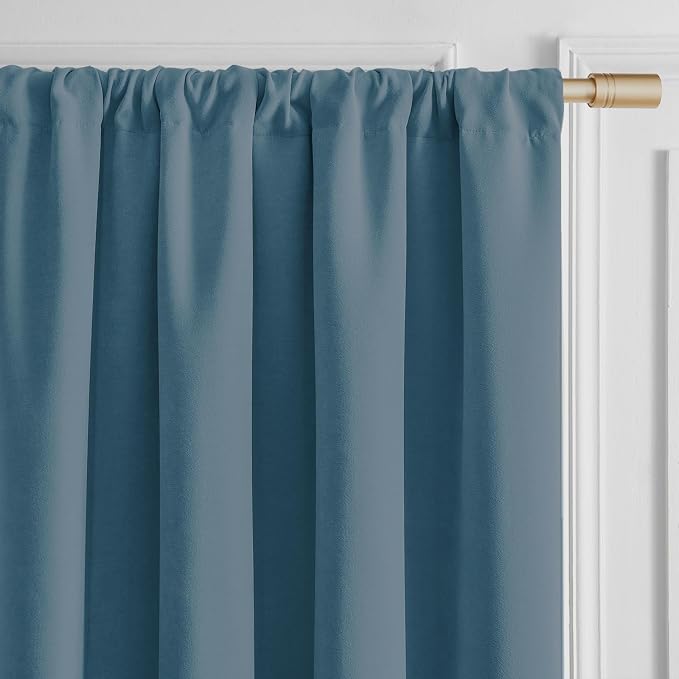 Joydeco Velvet Blackout Curtains Black Out Curtain 108 Inch Drapes | - Image 2