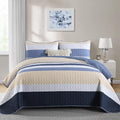 Dinjoy Full Boho Striped Quilt Set, Breathable All-Season, 3-Piece Set Fits by DINJOY