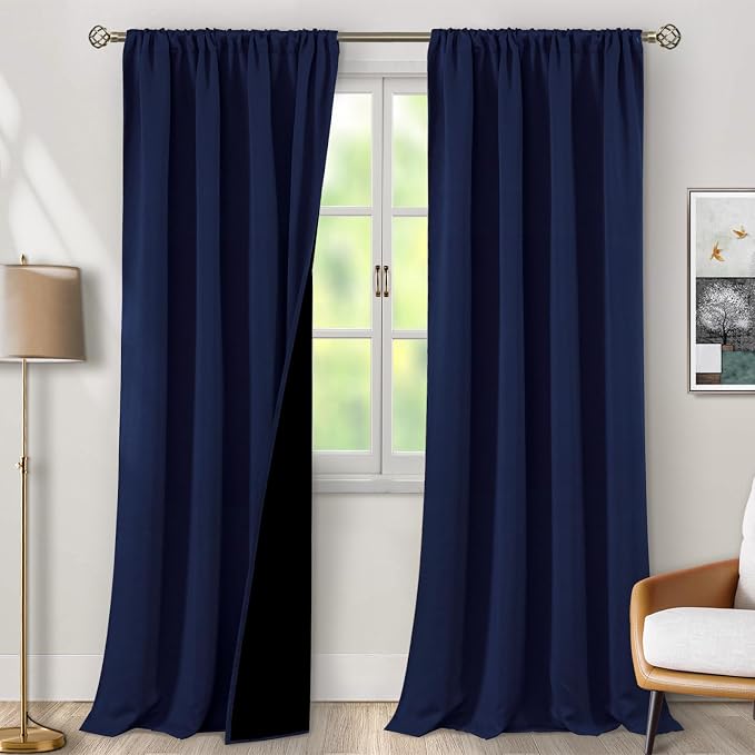 BGment Navy Blackout Curtains for Living Room 95 Inch Length 2 Panels | Thermal by BGment