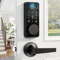 Biquole Smart Lock with Handles, Fingerprint Door Lock App Control, Keyless Entry Door Lock Set, Electronic Keypad Deadbolt, Auto & One Touch Lock, Easy Installation, IP54, Digital Smart Code