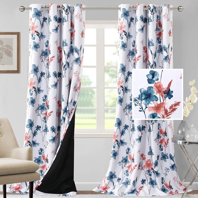 H.VERSAILTEX 100% Blackout Curtains 108 inch Length 2 Panels Set Cattleya by HVERSAILTEX
