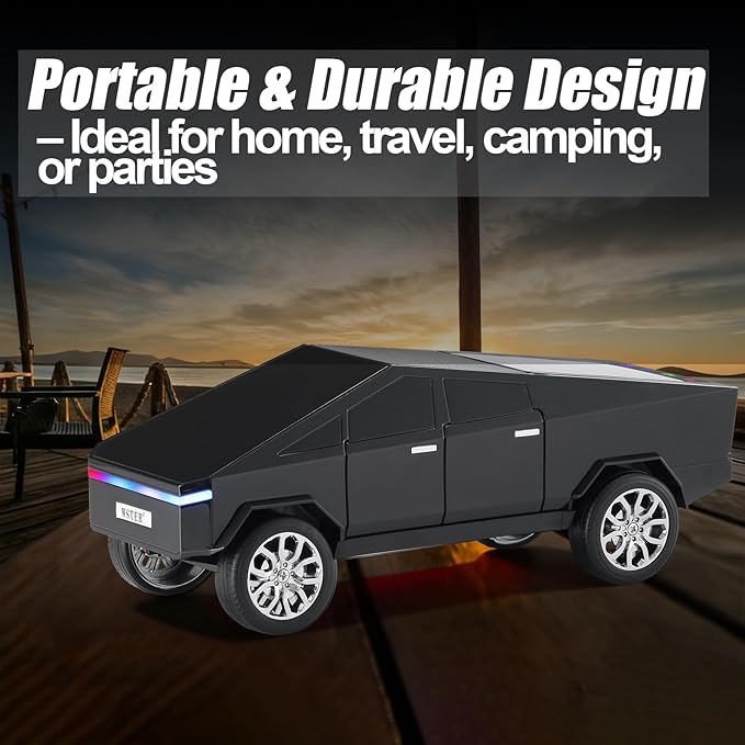 WSTER Portable Car Model Bluetooth Speaker with HD Stereo Sound, TWS Dual Pairing, LED Display, Truck-Style Wireless Speaker for Home, Office, Gaming & Collectible Display (Black)