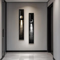 Framed Vertical Moon Wall Art Set of 2, Modern Black White Gold Landscape by Cuspin