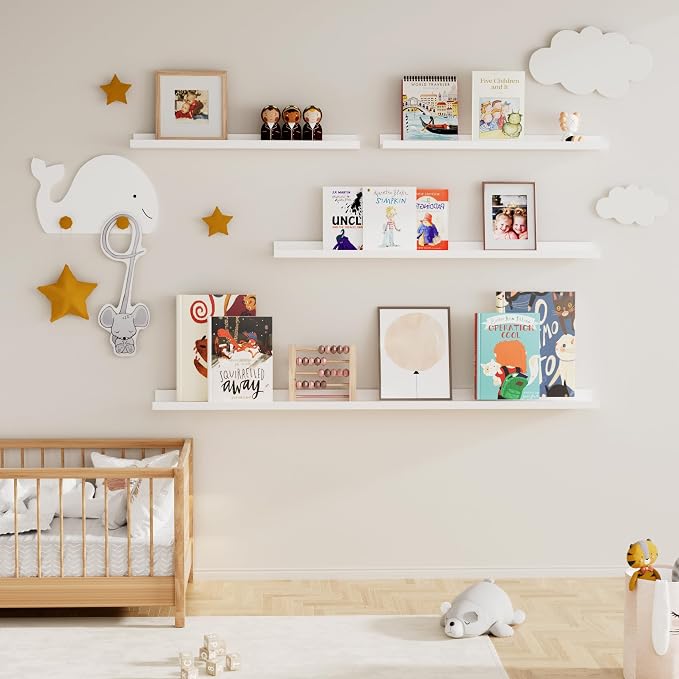Floating Picture Ledge Shelves Set of 2, 16 Inch Solid Wood Wall Shelves - Image 7