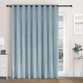 Macochico Extra Wide 100% Blackout Chenille Curtains 100" Wx96 L Thermal Drapes for Sliding Door Living Room Bedroom Auditorium Hotel Light Blue Curtains Grommet Top with Tieback Classic 1 Panel