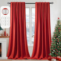 MIULEE Christmas Red Back Tab Blackout Curtains 52x102 Inch Long 2 Panels | Rod by MIULEE