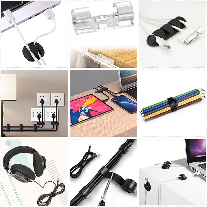 Cord Management Organizer Kit 4 Cable Sleeve split 192PCS Cable Management - Image 7