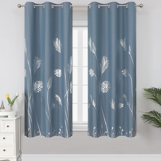 Stone Blue Blackout Curtains for Living Room, Room Darkening Curtains by ESTELARTEXTILER