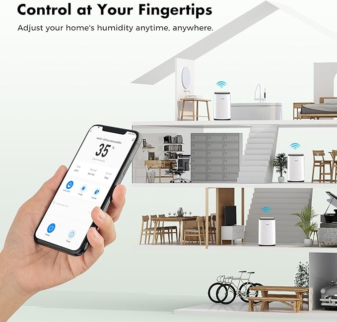 WHOY Dehumidifier for Basement 6,000 Sq Ft, 120 Pints Max. Smart Compressor,Intelligent Humidistat, Smart App-Controlled with Darin Hose And App Control for Basement, Bathroom,Living room,Bedroom,Home
