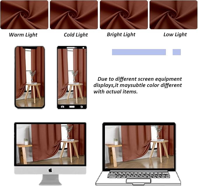 Simplebrand Ava Terracotta Short 36 Inches Blackout Curtain 2 Panels Set - Image 9
