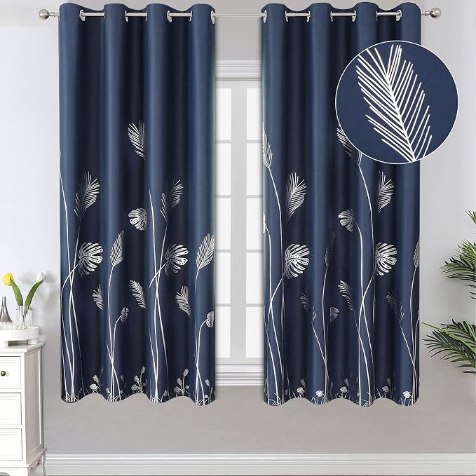 Blackout Window Curtains Silver Palm Tree Print Grommet Blackout Curtains by ESTELARTEXTILER