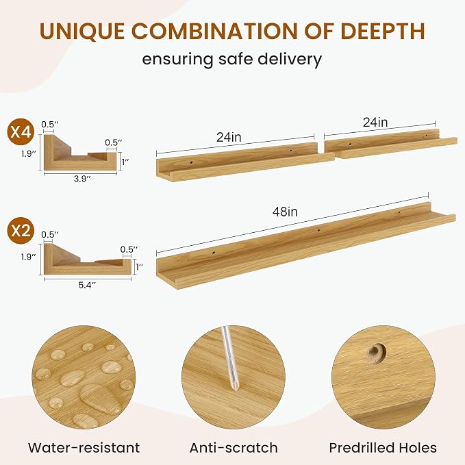 Picture Ledge Shelf, Floating Shelves - Image 3