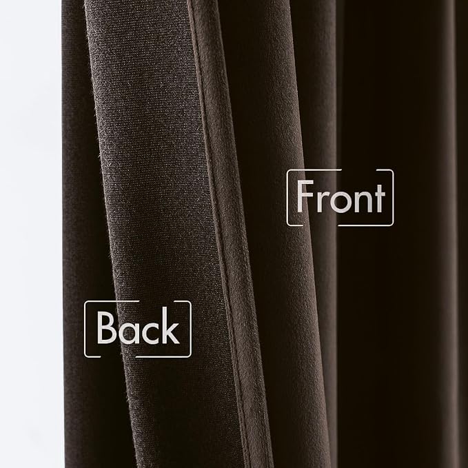 MIULEE Velvet Curtains 52x108 inches Chocolate Brown Blackout Curtains | Luxury - Image 6