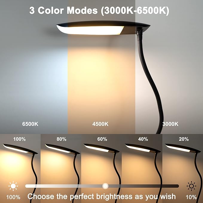 LiFMIRA Clip on Lamp USB Reading Light 3 Color Modes 3000-6000K 8W 40 LED | - Image 8