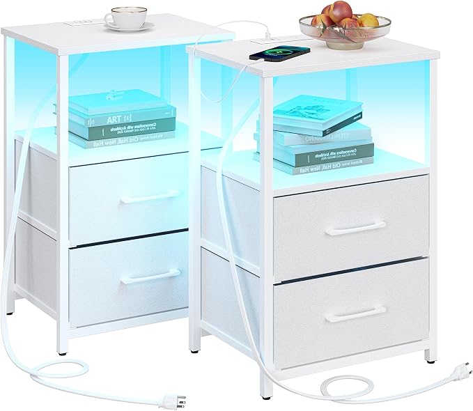 TUTOTAK Nightstands Set of 2, LED End Table by ChoosetutotakFurnitureBuildYourCozyHome