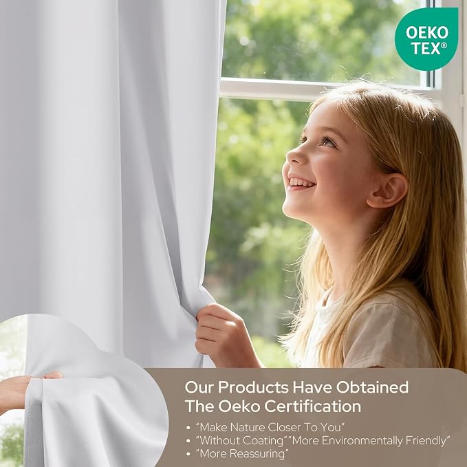 HOMEIDEAS Greyish White Blackout Curtains - Image 4