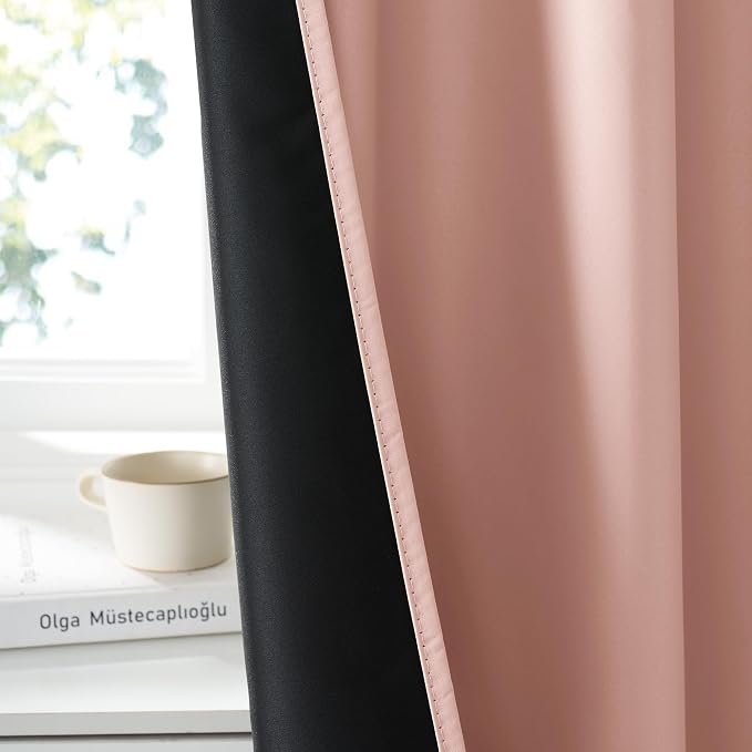 RYB HOME Bedroom Blackout Curtains 63 inches Long, 100% Blackout | Thermal - Image 3