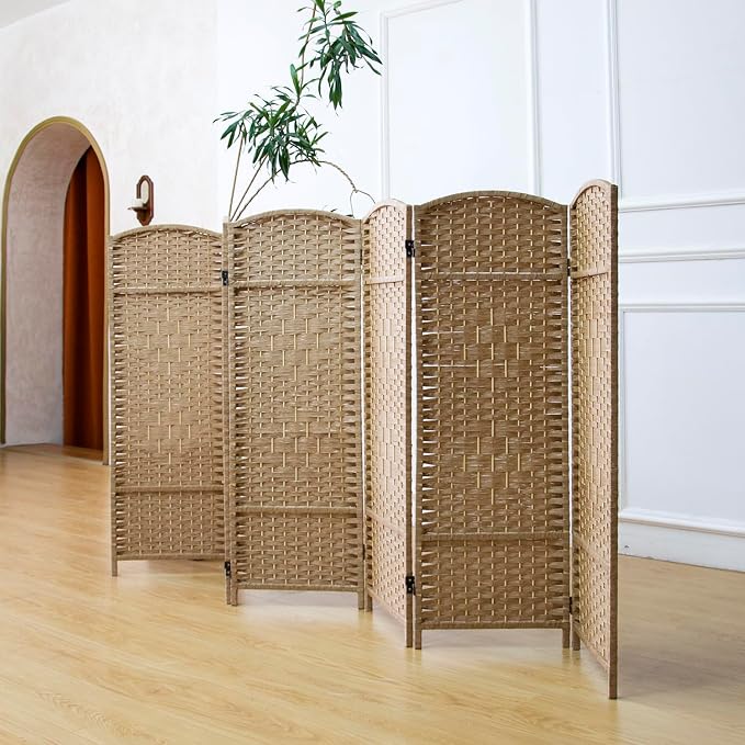 6 Panel Rattan Divider Short Room Partition Screen, Double Sided Folding Divider - Image 3