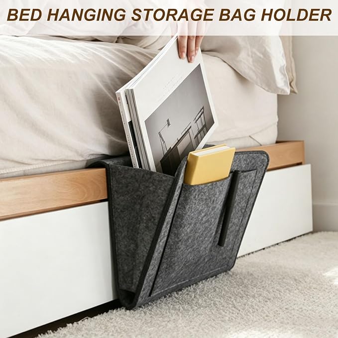 uxcell 4 Pockets Bedside Caddy, Bed Hanging Storage Bag Holder - Image 7