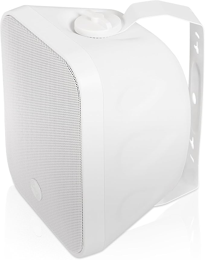 Sound Town Commercial Restaurant Bluetooth Amplifier + Surface-Mount Speaker Set, with One 6-Zone 70V/100V Amplifier with Bluetooth, 4 x 5.25-Inch Surface-Mount Speakers, White (STCA180X4MS5W)