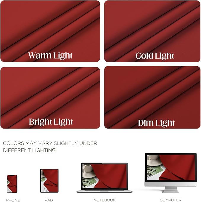 CUCRAF Red Blackout Curtains 96 inch Length 2 Panels Set, Room Darkening Drapes - Image 4