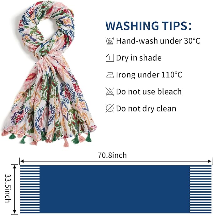 Scarf for Women Lightweight Soft Floral Leopard Printed Scarves Fall Winter Fashion Shawl Wrap with Fringe