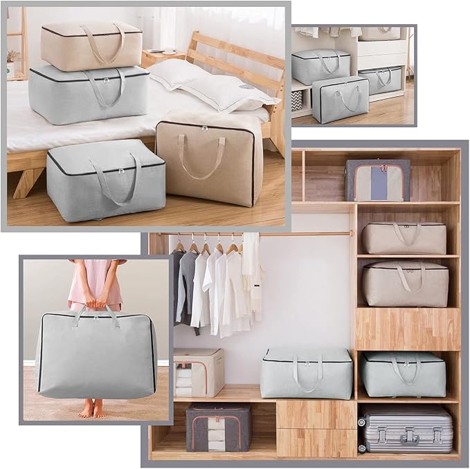 2 Pack Cotton Storage Bags for Duvets, Soft Blanket Organizer Bag | - Image 5