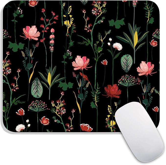 Armanza Square Mouse Pad Blooming Botanical Flowers,Personalized Premium-Textured Custom Mouse Mat Design,Washable Mousepad Cloth,Non-Slip Rubber Base Computer Mouse Pads for Wireless Mouse