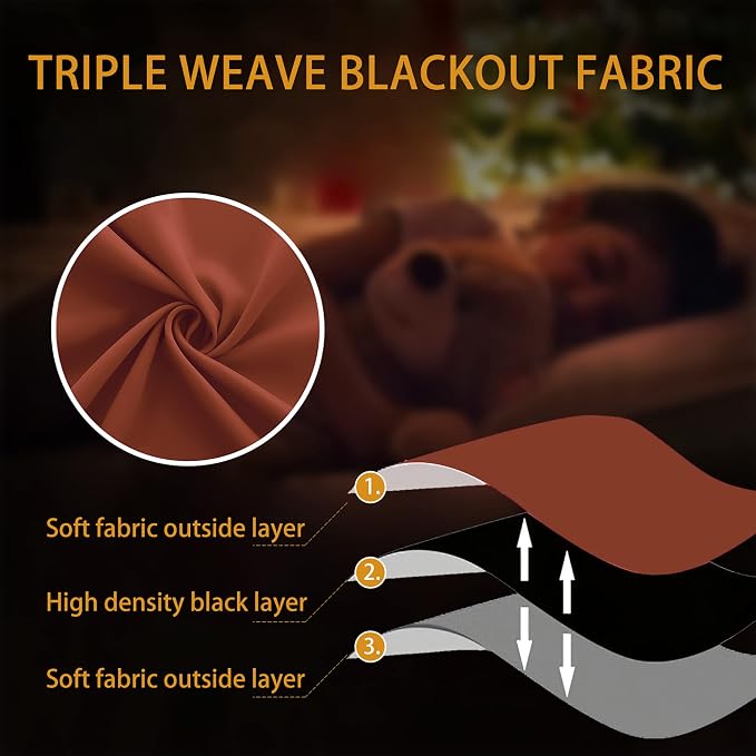 KOUFALL Burnt Orange Fall Blackout Curtains - Image 8