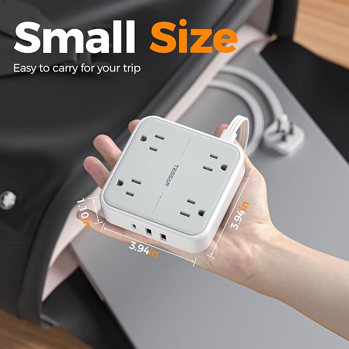 TESSAN Surge Protector Flat Extension Cord 5 Ft, Ring Plug Power Strip | 4 - Image 6