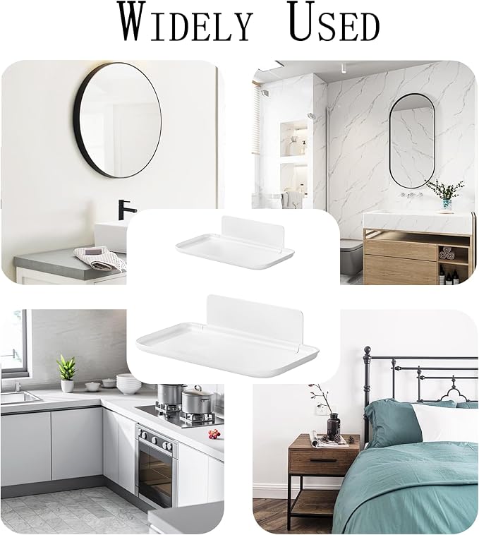 2Pcs Foldable Floating Shelves for Wall, No Drill Adhesive Shelves – for - Image 7