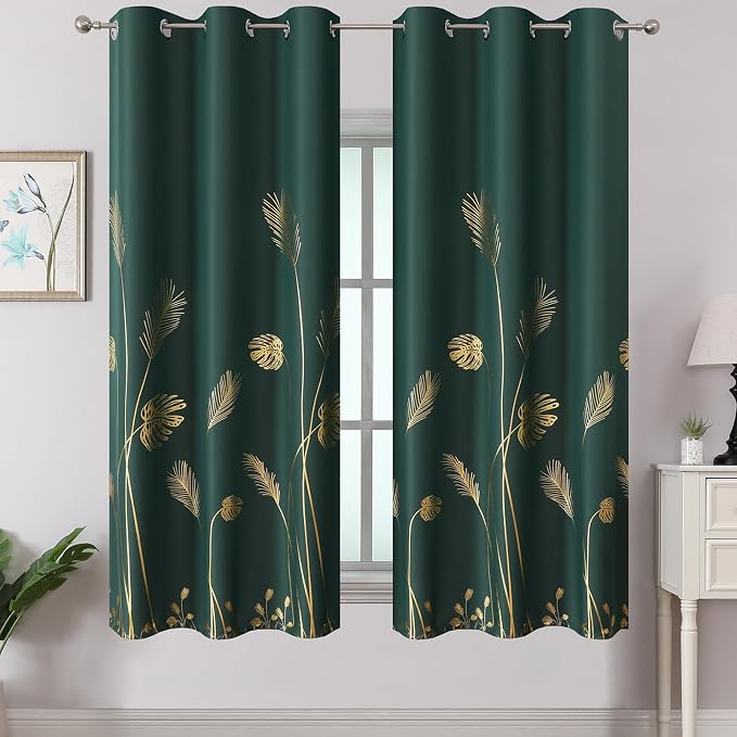 Green Blackout Curtains 63 Inches Long by ESTELARTEXTILER
