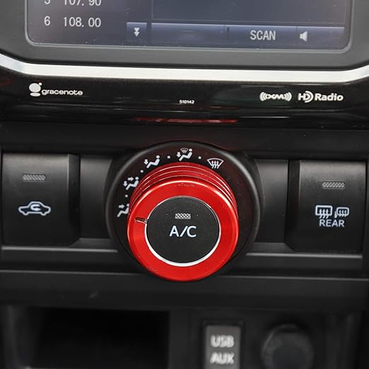JeCar Air Conditioner Button Trim Cover Aluminum Alloy Knob Cover Compatible with Toyota 4Runner 2010-2023, Red