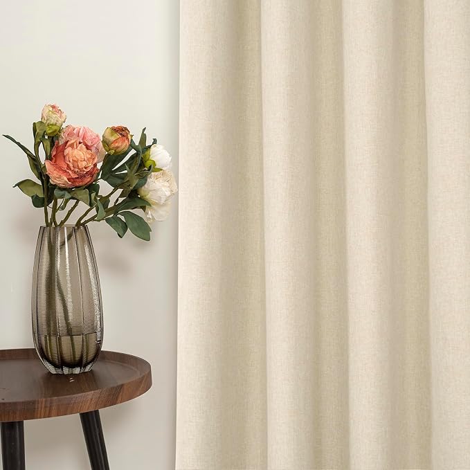 YoungsTex Natural Linen 100% Blackout Curtains 45 Inch Length, Short Thermal - Image 5