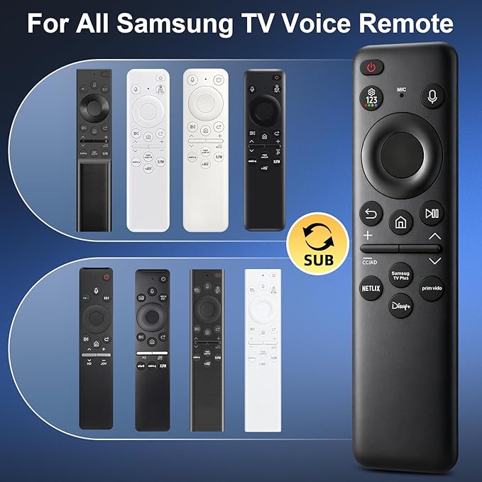 BN59-01432A TM2360E Rechargeable Voice Remote for Samsung Smart TVs, Replacement for All 2021–2025 Samsung TV Remote Control with Solar Charging and Voice Search