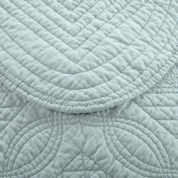 Calla Angel Sage Garden Luxury Pure Cotton Quilt, Light Aqua - Image 4