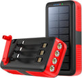 boogostore Solar Charger Power Bank 63200mAh, Portable Charger with Dual Outputs & Dual Inputs 4 LEDs Flashlight, Hand Crank Power Bank Fast Charging Battery Pack for Outdoor Camping Survival Gear