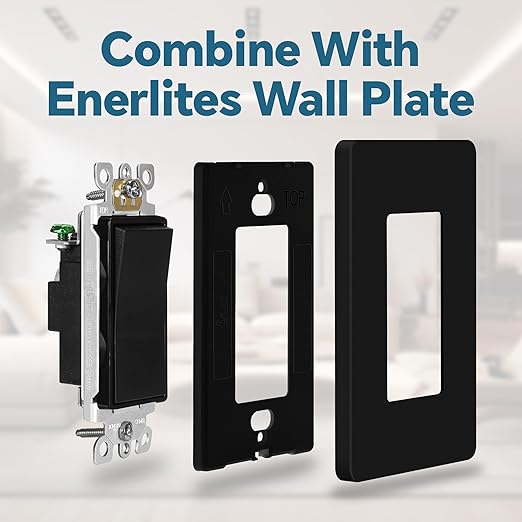 ThunderWay Matte Black Single Pole Decorator Light Switch with Screwless Wall Plate, 15 A 120/277 V, ON/Off Rocker Paddle Interrupter, Self-Grounding, Residential Grade,UL Listed (10 Pack)