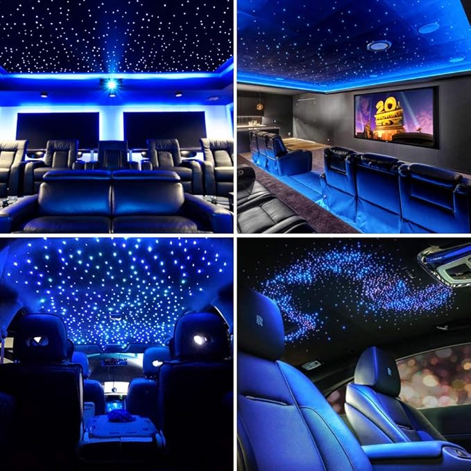 AMKI16W Bluetooth Twinkle Fiber Optic Star Ceiling Lights Lamp Kit, LED RGBW Engine Driver APP/Remote Control (335pcs(0.03in+0.04in+0.06in)13.1ft)