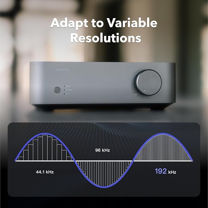 WiiM Vibelink Amp | 100W Power Amplifier with Premium ESS 9039Q2M DAC and TI TPA3255 | Compatible with WiiM Mini, Pro, Pro Plus, and Ultra | RCA, Coax, and Optical Inputs | Silver