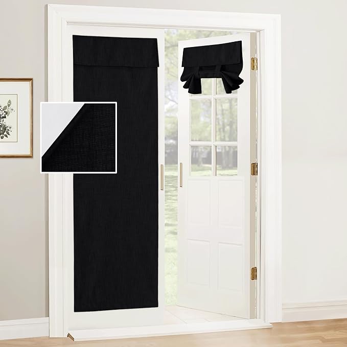 RYB HOME 100% Blackout Door Curtains, Linen Textured Privacy Shades by RYBHOME