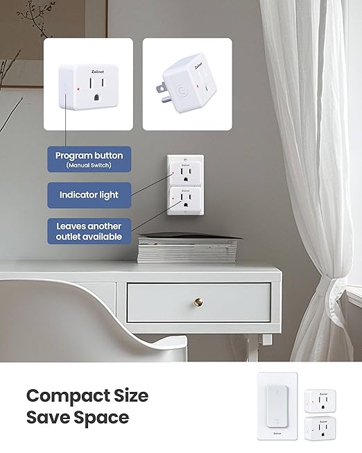 Zoiinet 2-Gang Remote Control Outlet Plug Switches, Upgrade Dual Switch Design, Removable Double Wireless Light Switches, No Wiring No WiFi, 300 ft, 15A/1500W, Expandable, for Household Appliances