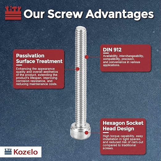 Kozelo 25pcs Socket Head Cap Screws - [M4-0.7 x 35mm] 304 Stainless Steel Allen Socket Drive for Electrical Motor 3D Printing Fan Engine Replacement Use, Silver