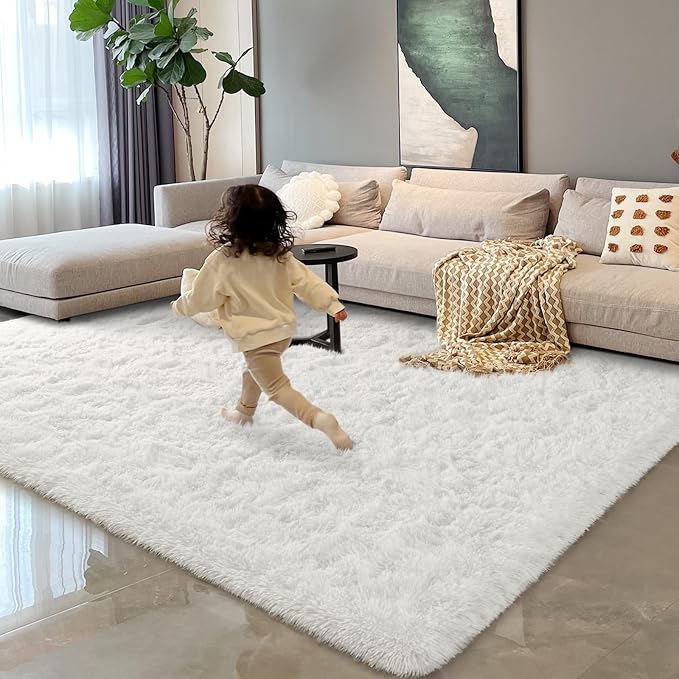 HOMORE 5x7 Area Rug for Living Room, Ivory Fluffy Rug for Bedroom Kids Dorm | - Image 5