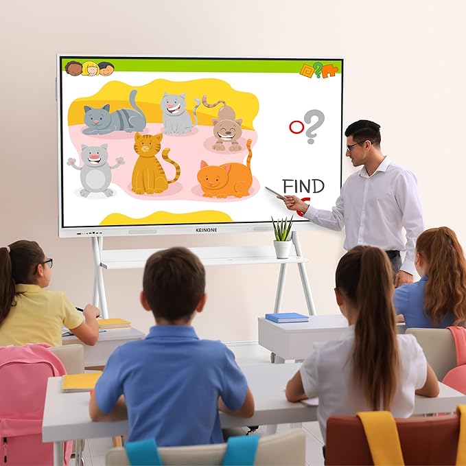 KEINONE Interactive Smart Board for Classroom, 85” 8+128 GB Electronic Digital Whiteboard Built-in Android OS & Open App Ecosystem - 4K Touchscreen Smartboard for Home Office School Studio Display