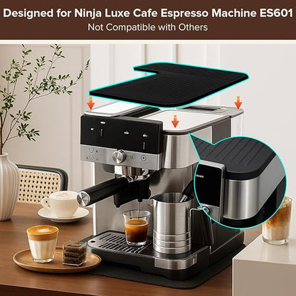 1 Pcs Top Mat for Ninja Luxe Cafe Espresso Machine ES601 & ES701, with Barista Towel and Coffee Cleaning Brush, Clean and Protects Top Surface, Anti-scratch, Non-Slip Silicone Coffee Machine Mat
