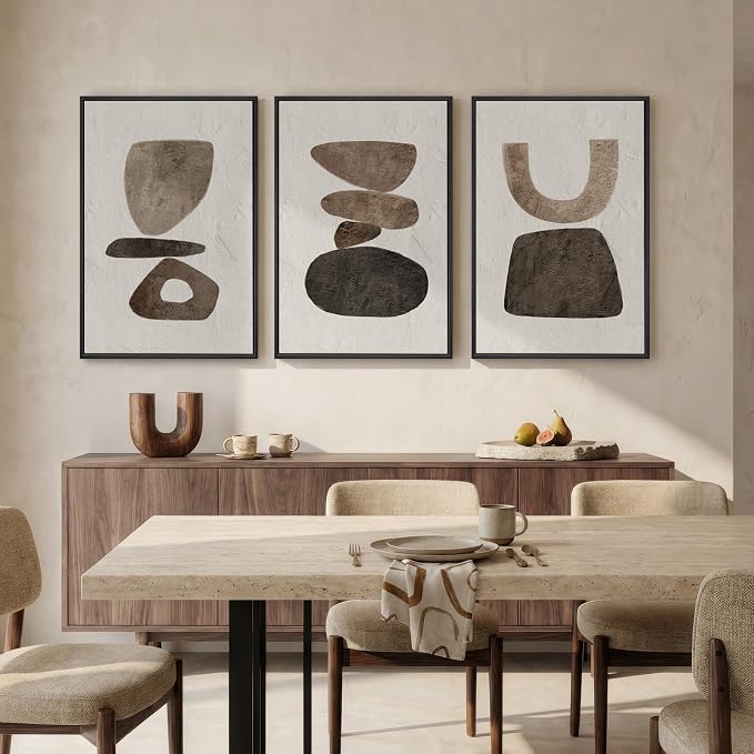 Large Framed Neutral Abstract Canvas Wall Art - Image 3